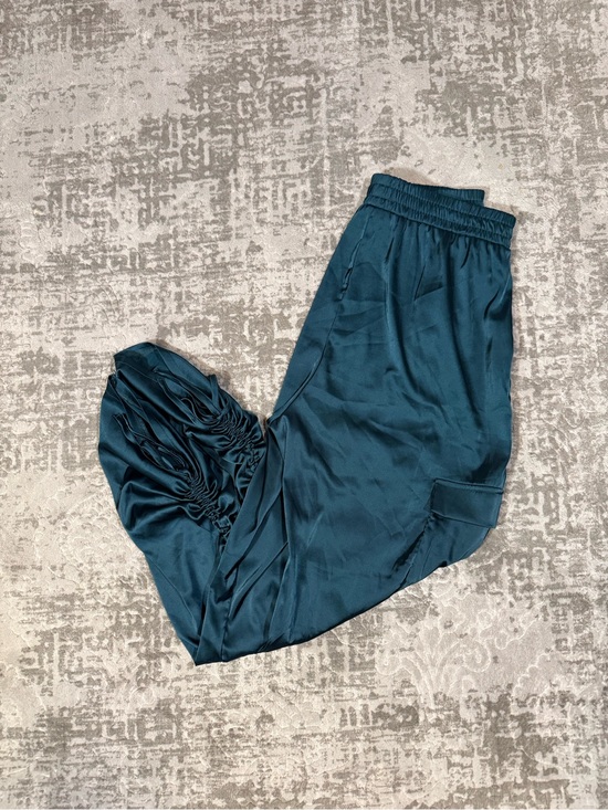 PrettyGarden Pants - Pretty Garden Satin Jogger Cargo Pockets Pants Teal Women's Medium